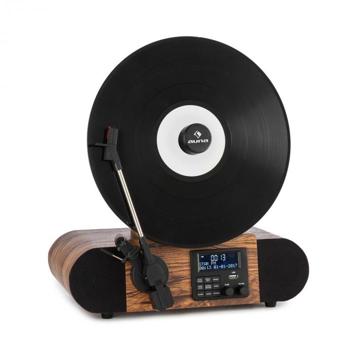 Auna tt-138 dab platine vinyle 2 vitesses 33t & 45t - tuner radio dab+ / fm  - enceintes