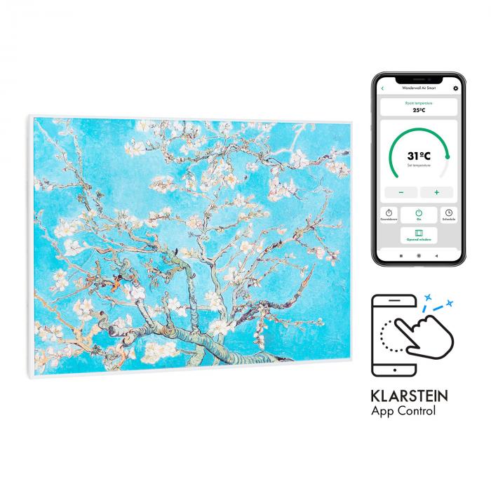 Klarstein Wonderwall Air Art Smart Infrared Heater 80x60cm 500W Flowers 80  x 60 cm / design: blossoms