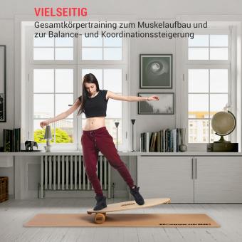 Indoorboard Allrounder Balanceboard Skateboard Surfboard Trickboard Balance Board Allround Shape inkl. 10 40 Korkrolle rutschfester Bodenschutzmatte Material Holz Kork Ahorn