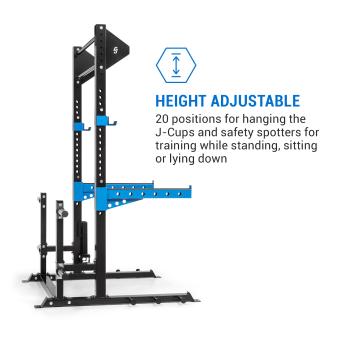 Capital Sports Amazor E Eco Half Rack Safety Spotter J Cups Dual Landmine Steel