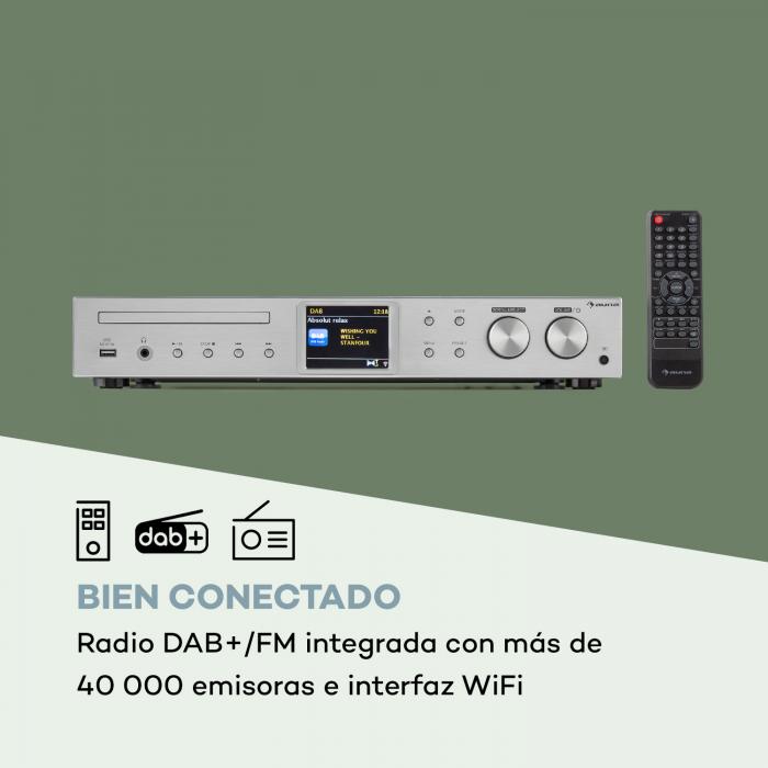 auna iTuner CD Receptor HiFi Radio de Internet/DAB+/FM Reproductor de CD  WiFi plata Plata Metálica