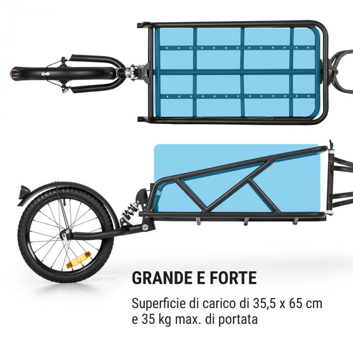 Follower, rimorchio per bicicletta, ruota da 16 a pista singola, 35 kg di  portata, nero