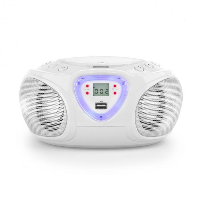 Auna Lecteur CD Portable Radio 3W, Boombox FM+ Bluetooth 5.0 + AUX, Chaine  HiFi Stéréo Mural a LED avec Micro, Poignée Transport, USB, MP3 
