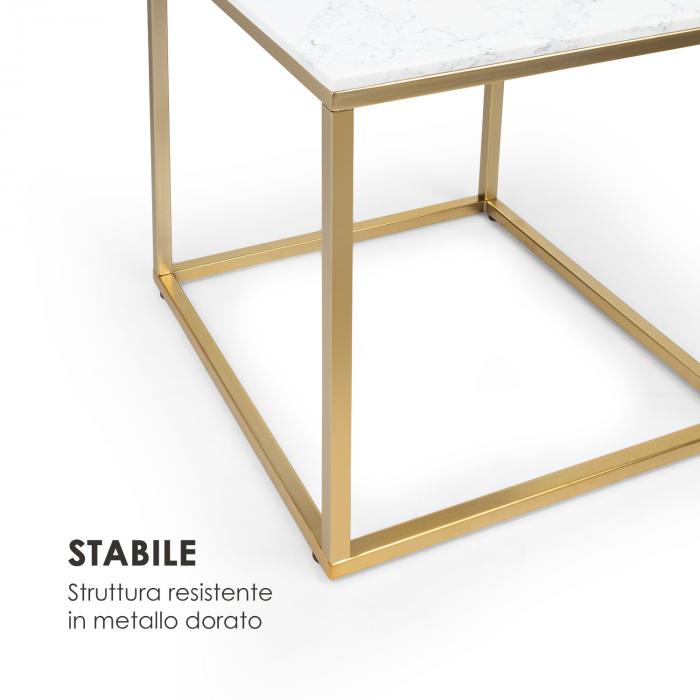 Besoa White Pearl I Tavolino 50x50x50cm (LxAxP) Marmo oro/bianco 50 x 50 x  50 cm