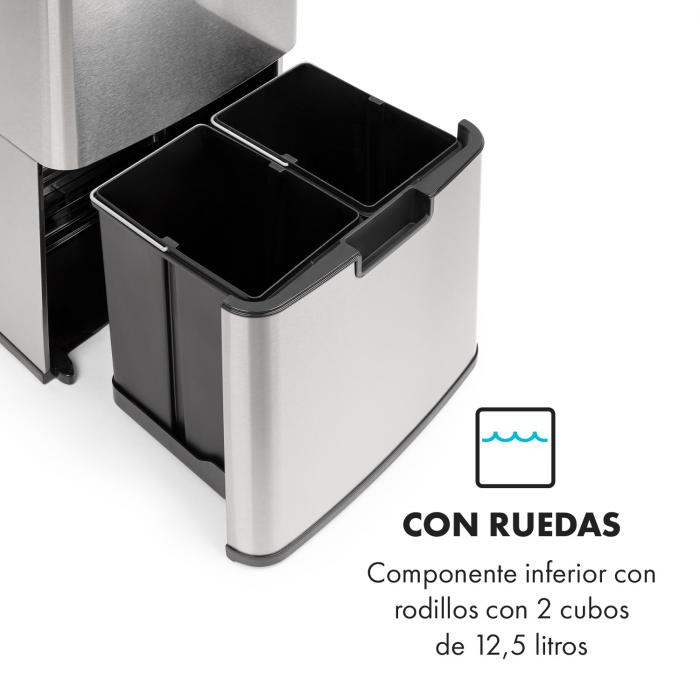 Cubo de basura empotrable para encimera de cocina Recycle, 1 vaso extraíble  de 5 litros, Acero inoxidable y Plástico