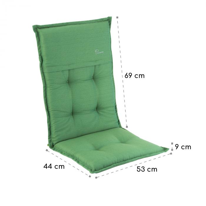 Coburg Upholstery Armchair Cushion High Back Garden Chair Polyester 53x117x9cm 6 x seat cushion Green
