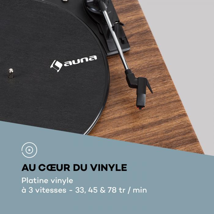 auna Verticalo SE Platine vinyle rétro 33t/45t/78t USB Bluetooth