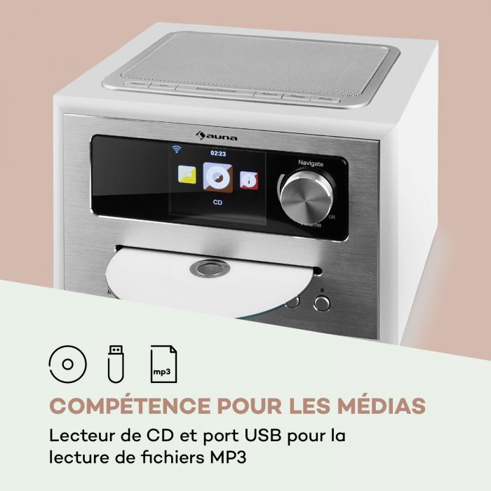 Auna silverstar chef radio de cuisine encastrable - lecteur cd / bluetooth  / usb / internet / tuner dab+ fm - argent AUNA Pas Cher 