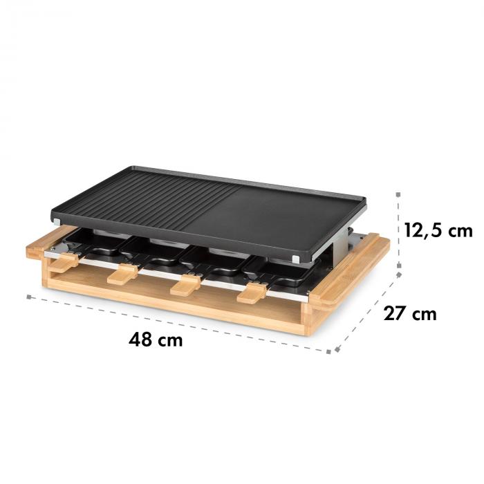 Tournedo, Raclette, Alluminio Pressofuso, 8 Persone, Decorazione in Legno,  1200W